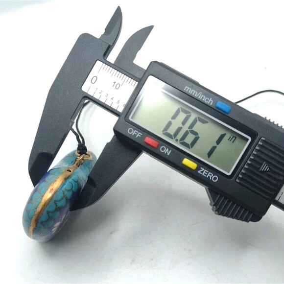 Antique Vintage Brass Enamel Cloisonne Heart Pendant Necklace 2" Statement 33.5g - Picture 9 of 10